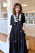 Embroidery Pattern V Neck Loose Fit Dress